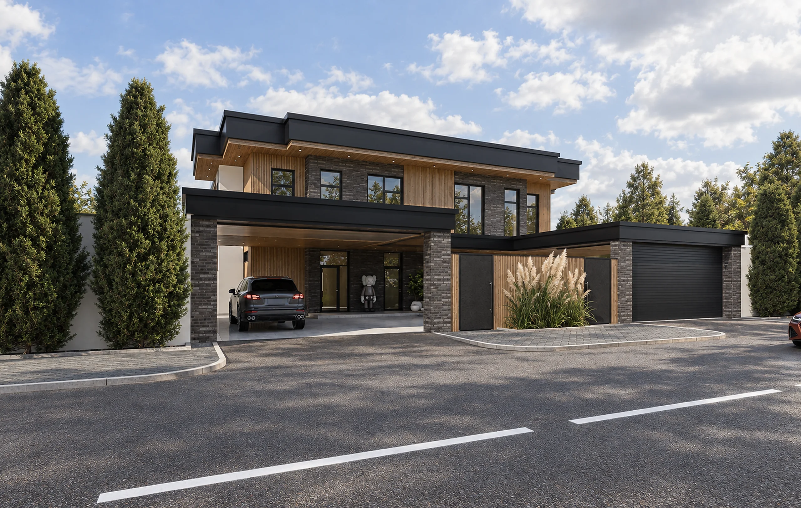 KOVA HOUSE — сучасна резиденція з темної цегли й дерева